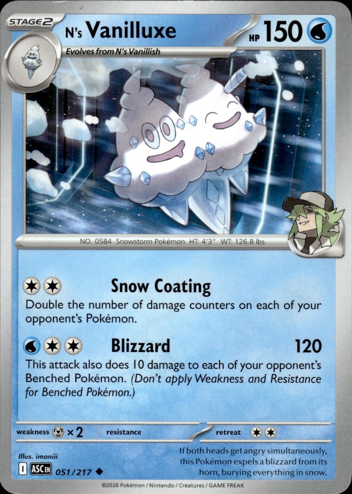 N's Vanilluxe ME: Ascended Heroes #051/217 Uncommon