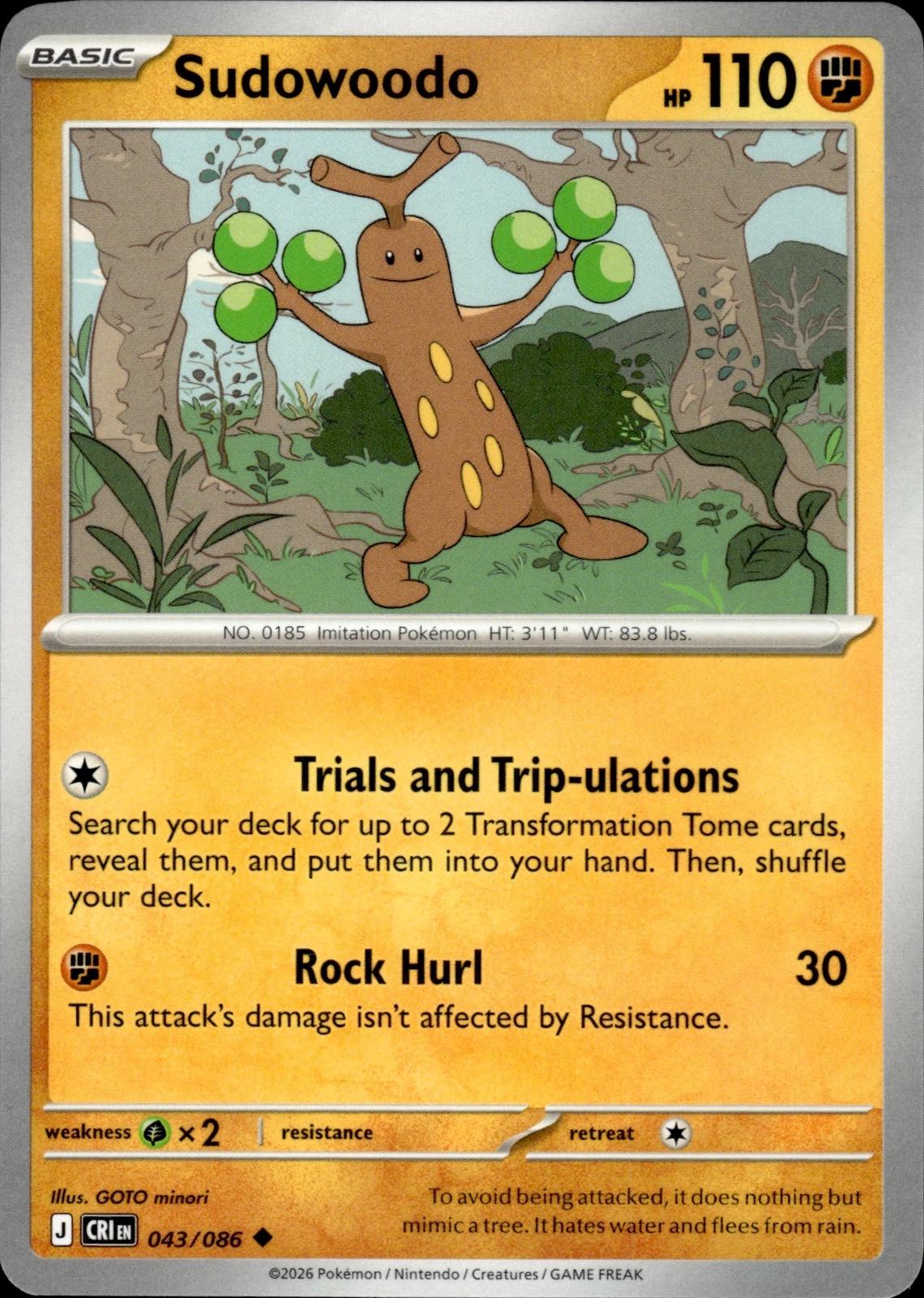 Sudowoodo ME04: Chaos Rising #043/086 Uncommon