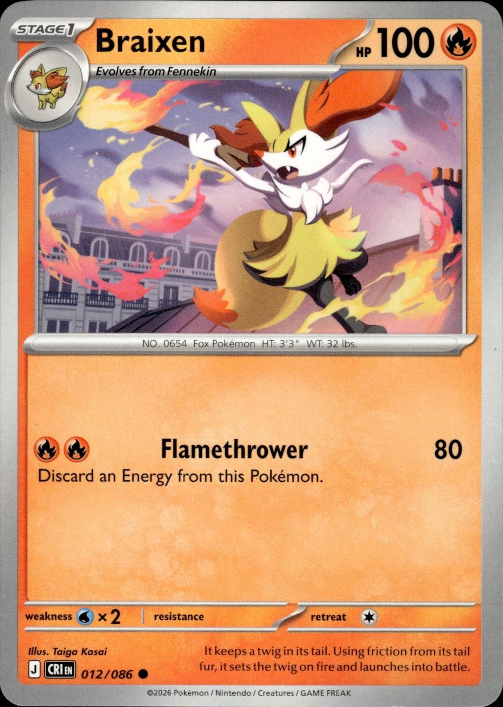 Braixen ME04: Chaos Rising #012/086 Common