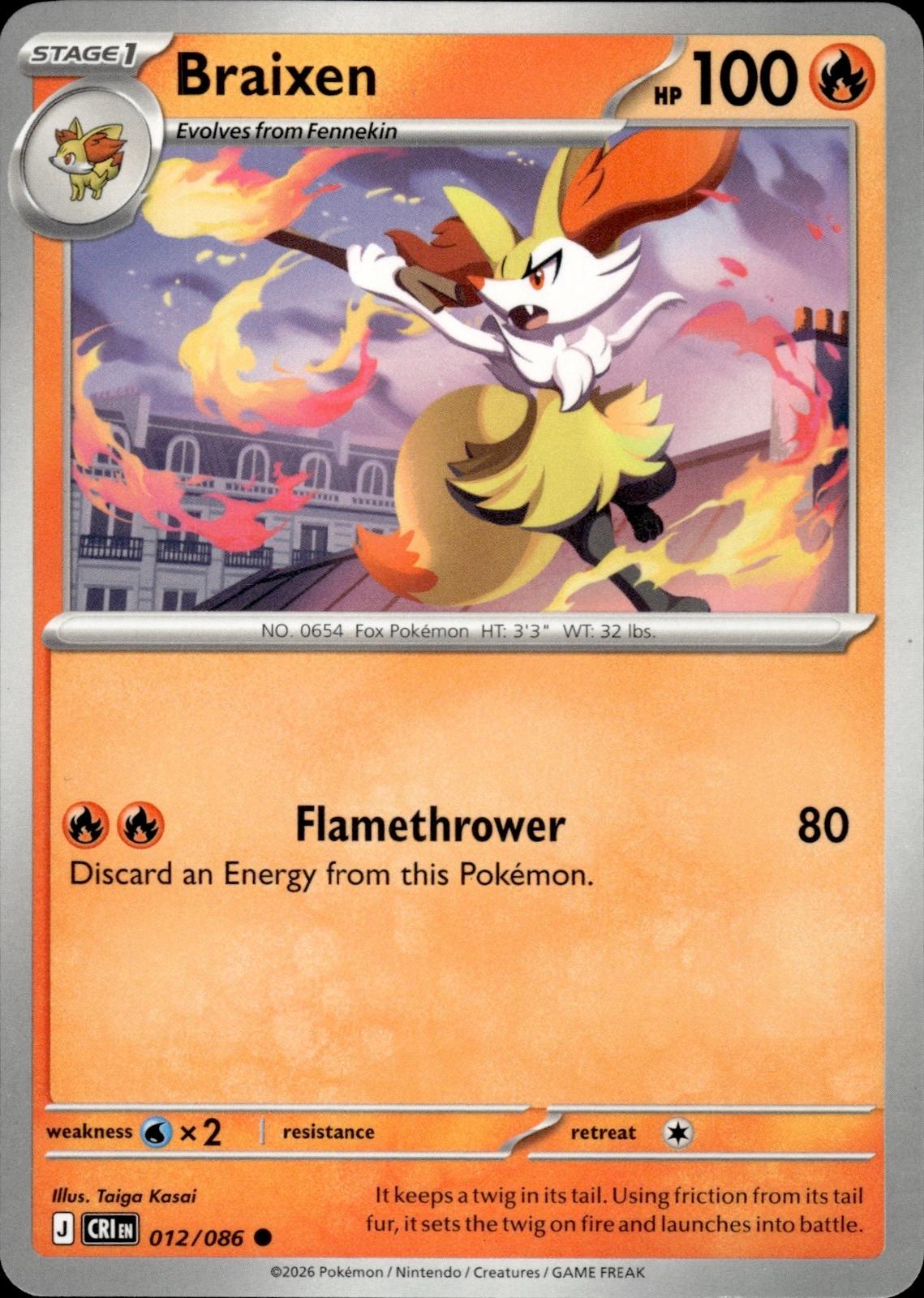 Braixen ME04: Chaos Rising #012/086 Common