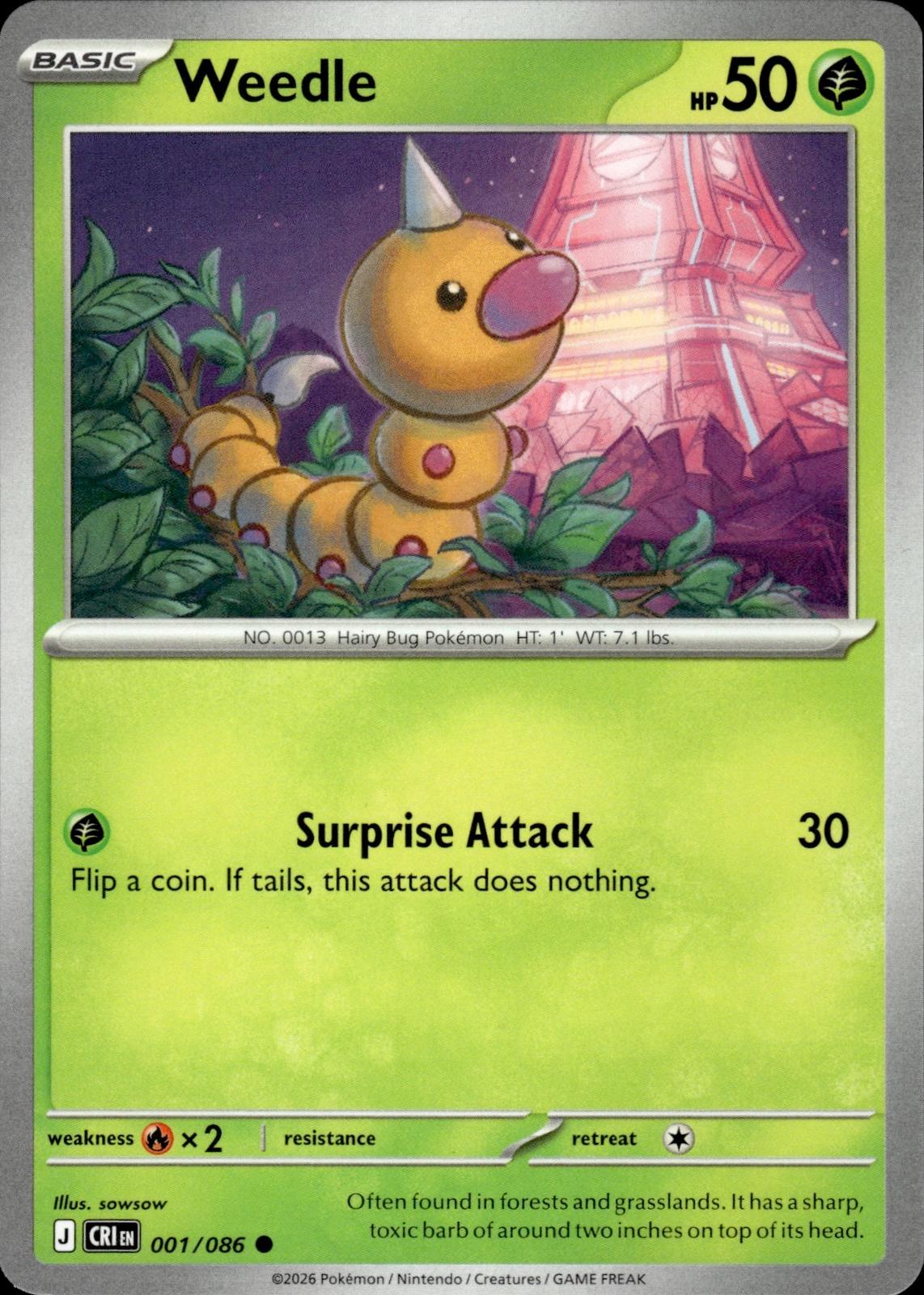 Weedle ME04: Chaos Rising #001/086 Common