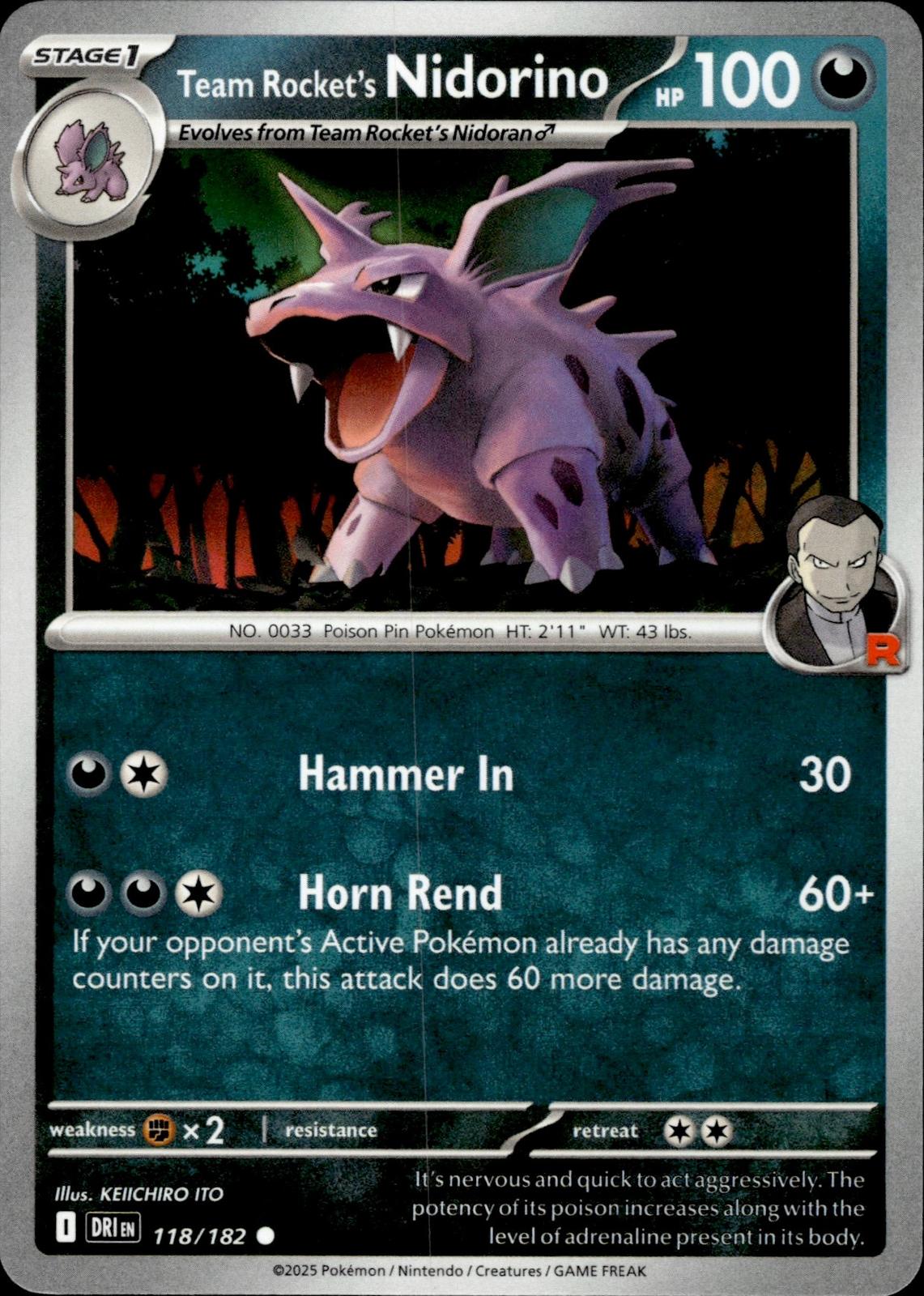 Team Rocket's Nidorino SV10: Destined Rivals #118/182 Common