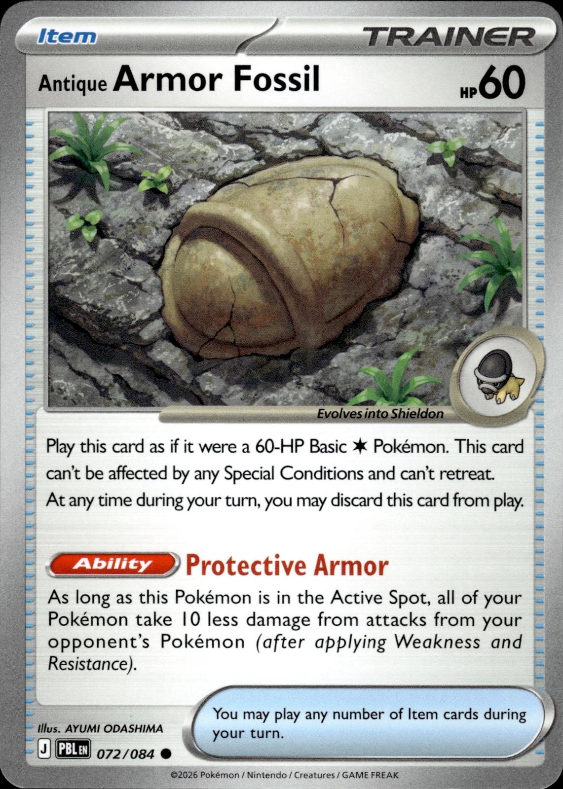 Antique Armor Fossil ME05: Pitch Black #072/084 Common