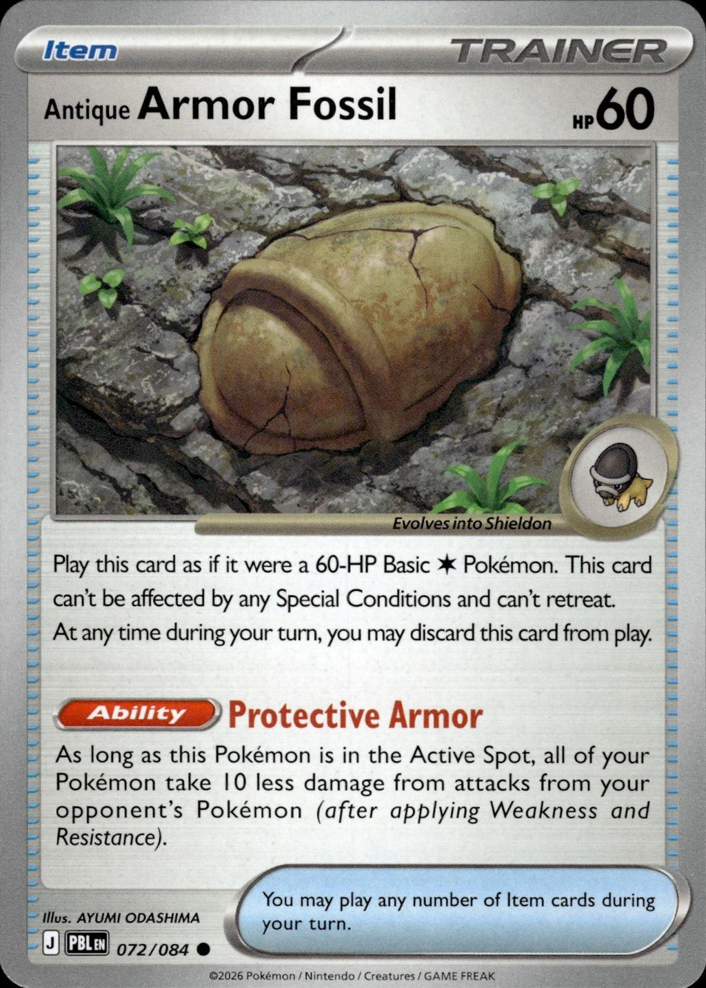 Antique Armor Fossil ME05: Pitch Black #072/084 Common