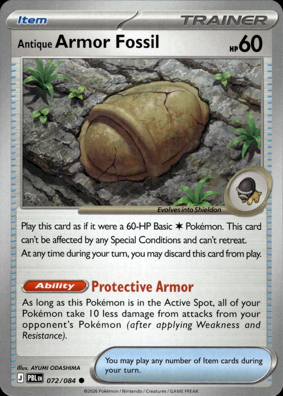 Antique Armor Fossil ME05: Pitch Black #072/084 Common