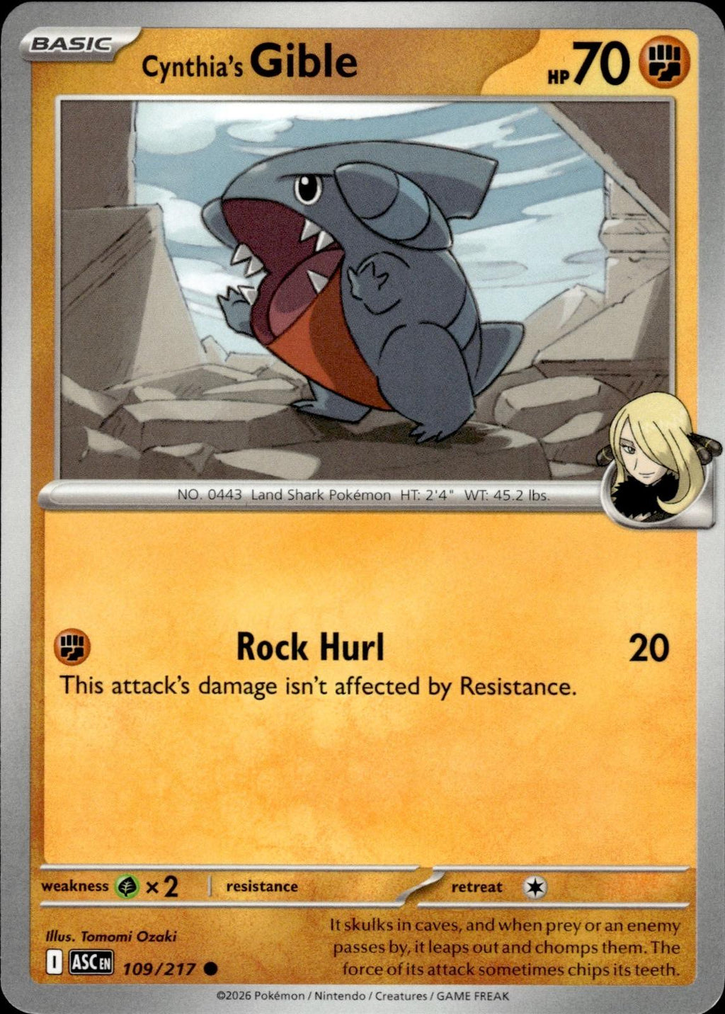 Cynthia's Gible ME: Ascended Heroes #109/217 Common