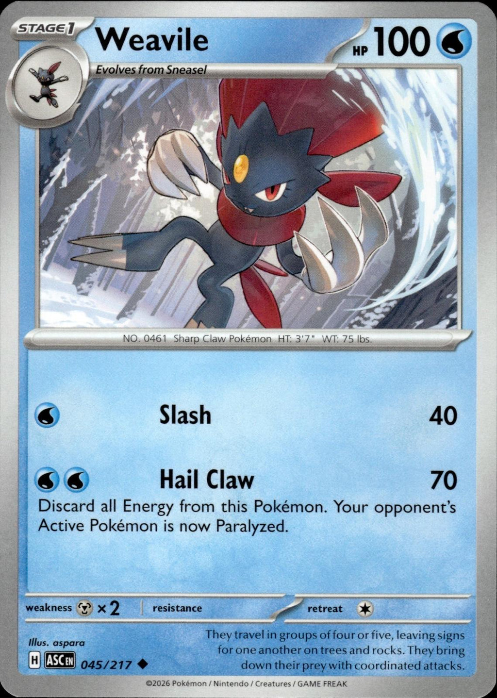 Weavile ME: Ascended Heroes #045/217 Uncommon