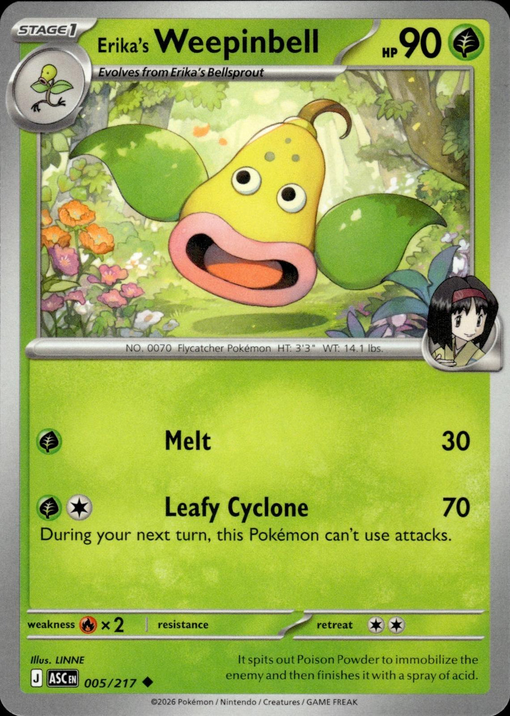 Erika's Weepinbell ME: Ascended Heroes #005/217 Uncommon