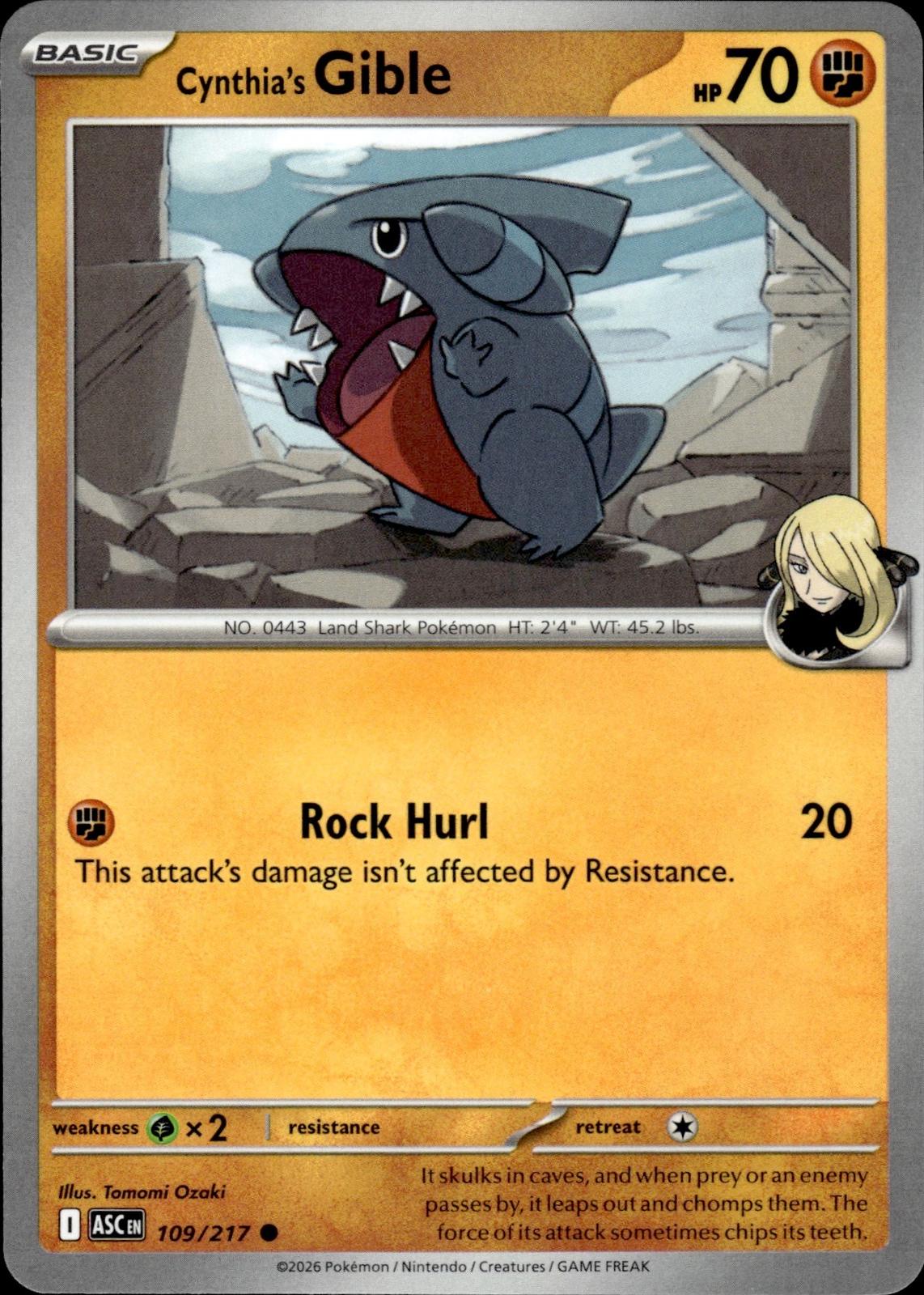 Cynthia's Gible ME: Ascended Heroes #109/217 Common