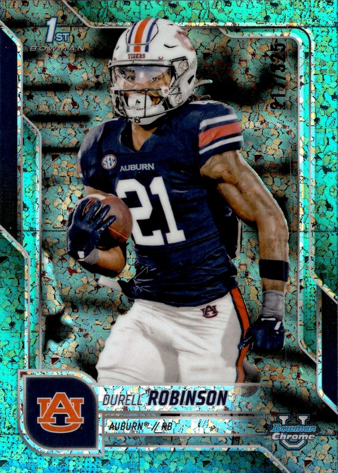 Durell Robinson 2025 Bowman Univ Chrome #147 Aqua Mini-Diamond Refractor Tigers