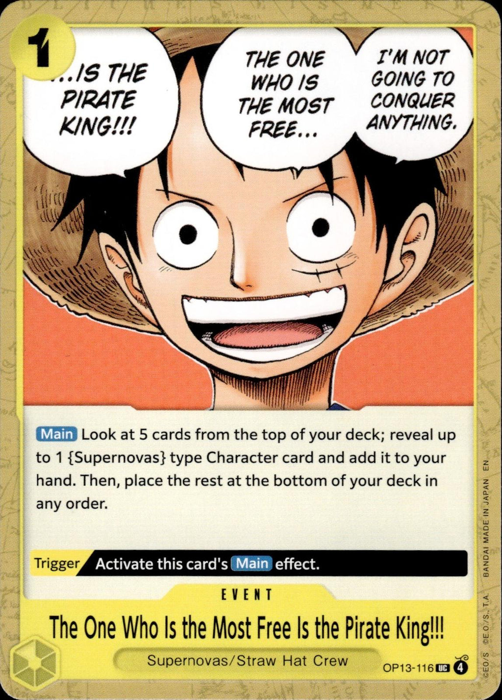 The One Who Is the Most Free Is the Pirate King!! Carrying On His Will #OP13-116