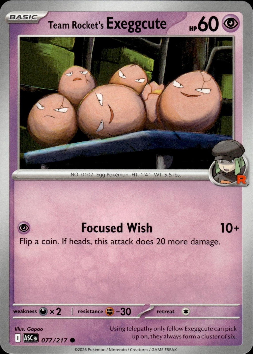 Team Rocket's Exeggcute ME: Ascended Heroes #077/217 Common