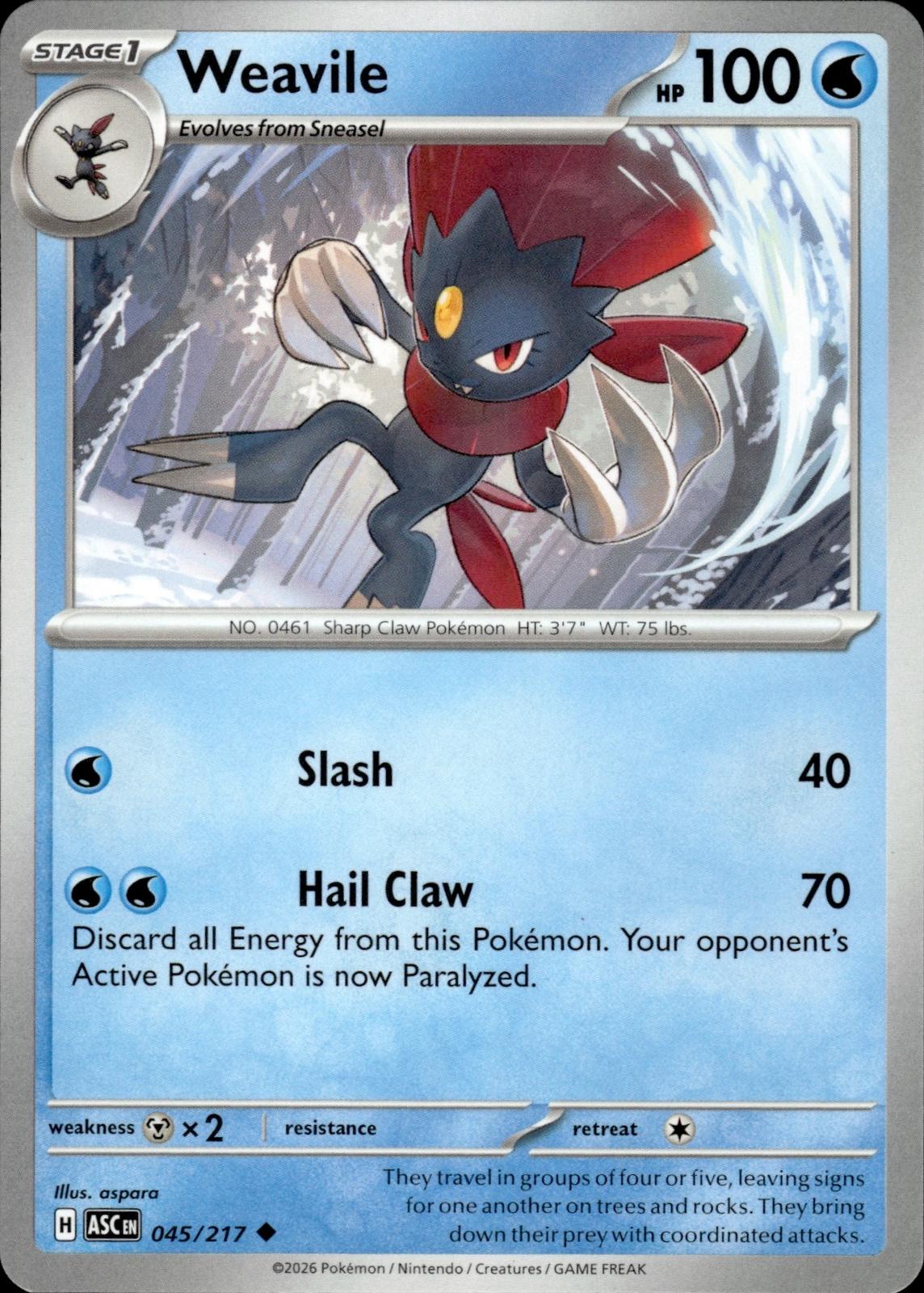 Weavile ME: Ascended Heroes #045/217 Uncommon