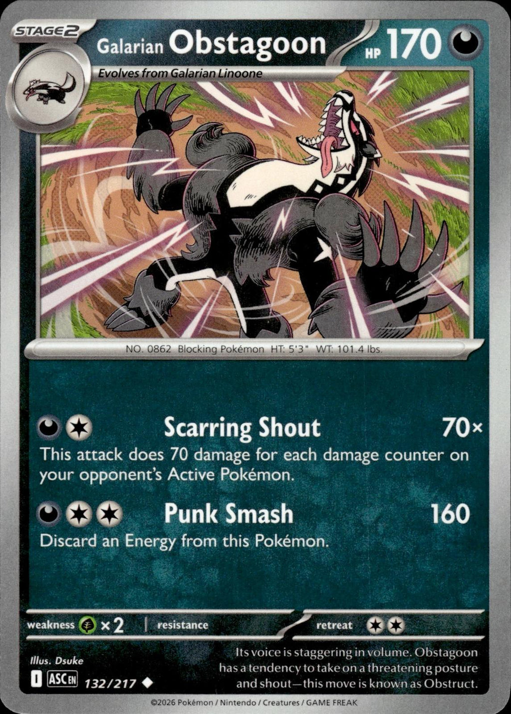 Galarian Obstagoon ME: Ascended Heroes #132/217 Uncommon