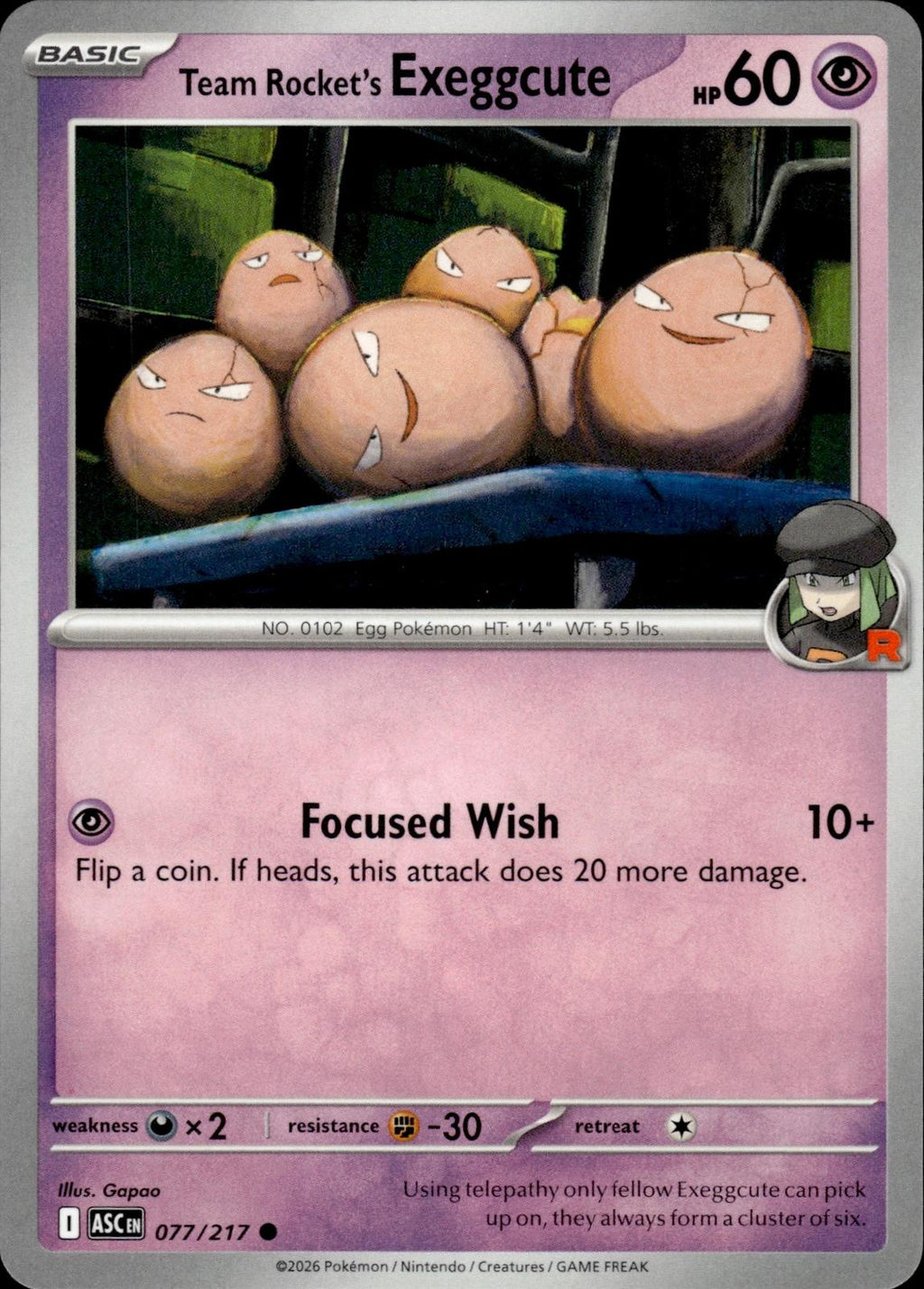 Team Rocket's Exeggcute ME: Ascended Heroes #077/217 Common