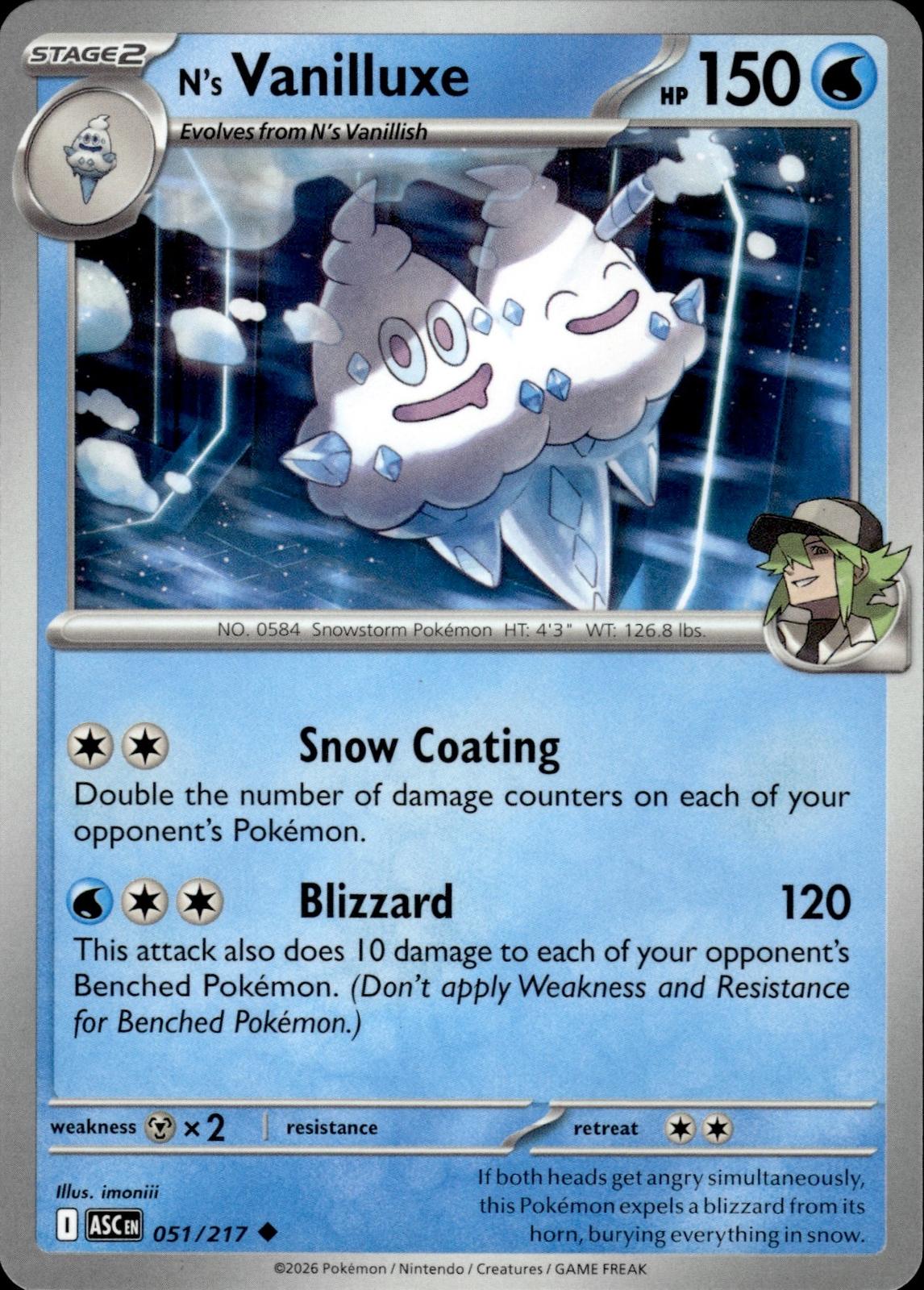 N's Vanilluxe ME: Ascended Heroes #051/217 Uncommon