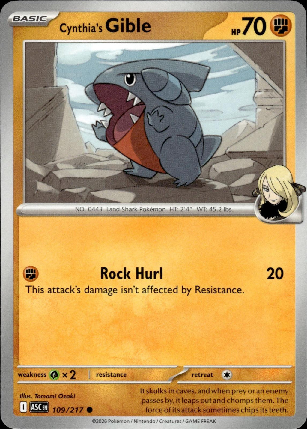 Cynthia's Gible ME: Ascended Heroes #109/217 Common