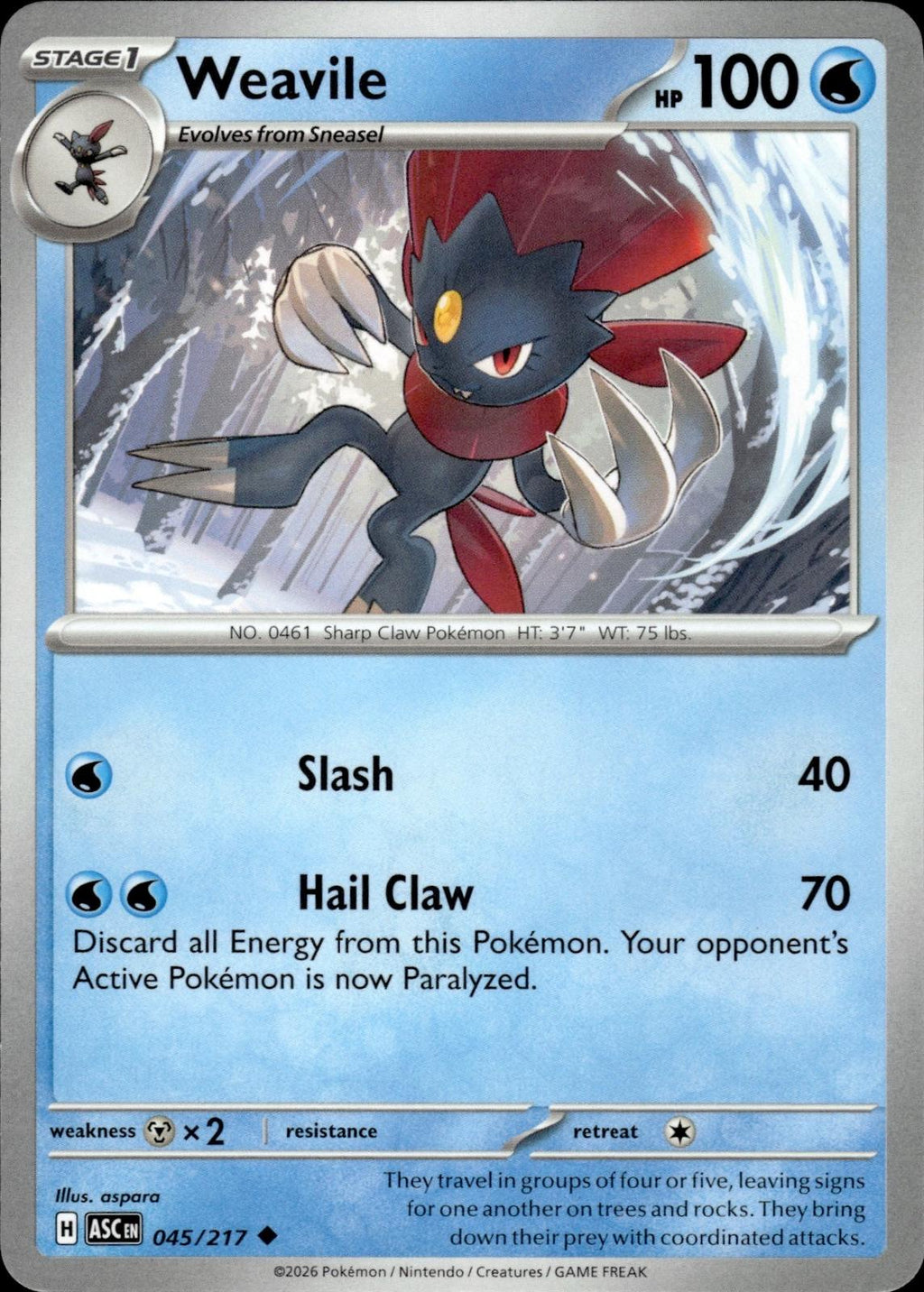 Weavile ME: Ascended Heroes #045/217 Uncommon