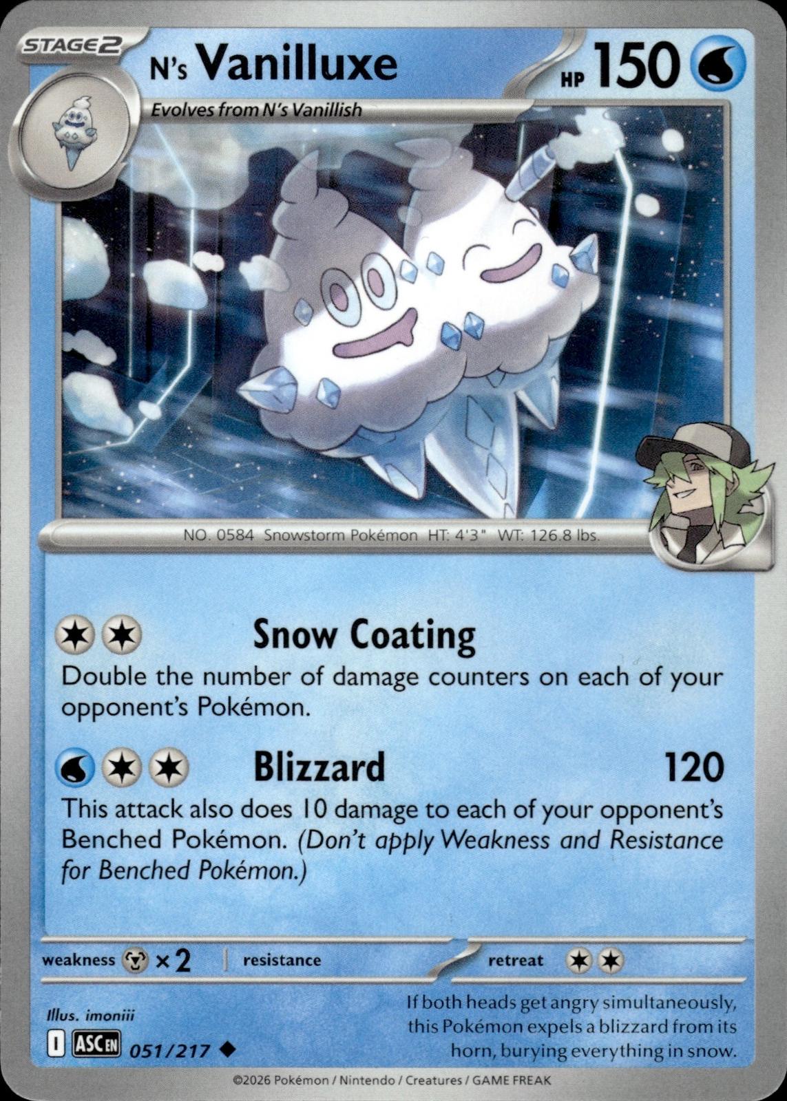 N's Vanilluxe ME: Ascended Heroes #051/217 Uncommon