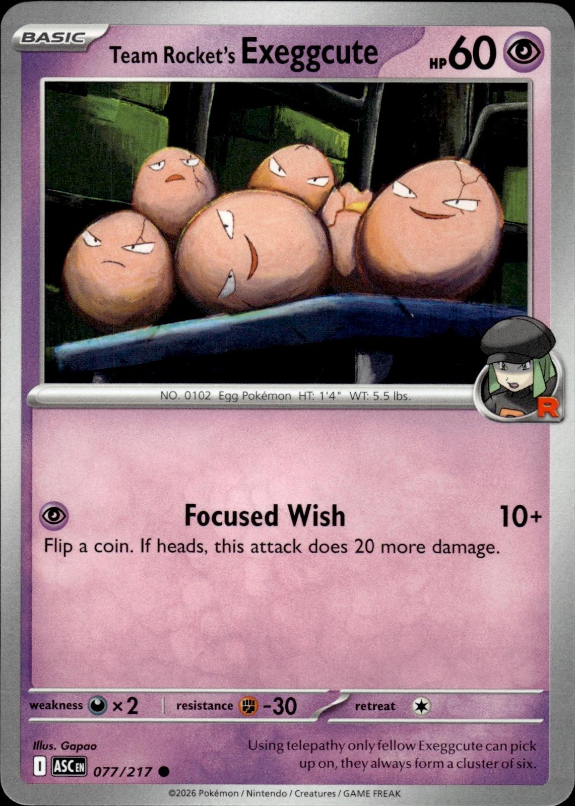 Team Rocket's Exeggcute ME: Ascended Heroes #077/217 Common