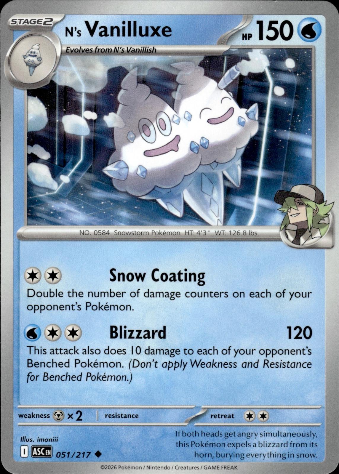 N's Vanilluxe ME: Ascended Heroes #051/217 Uncommon