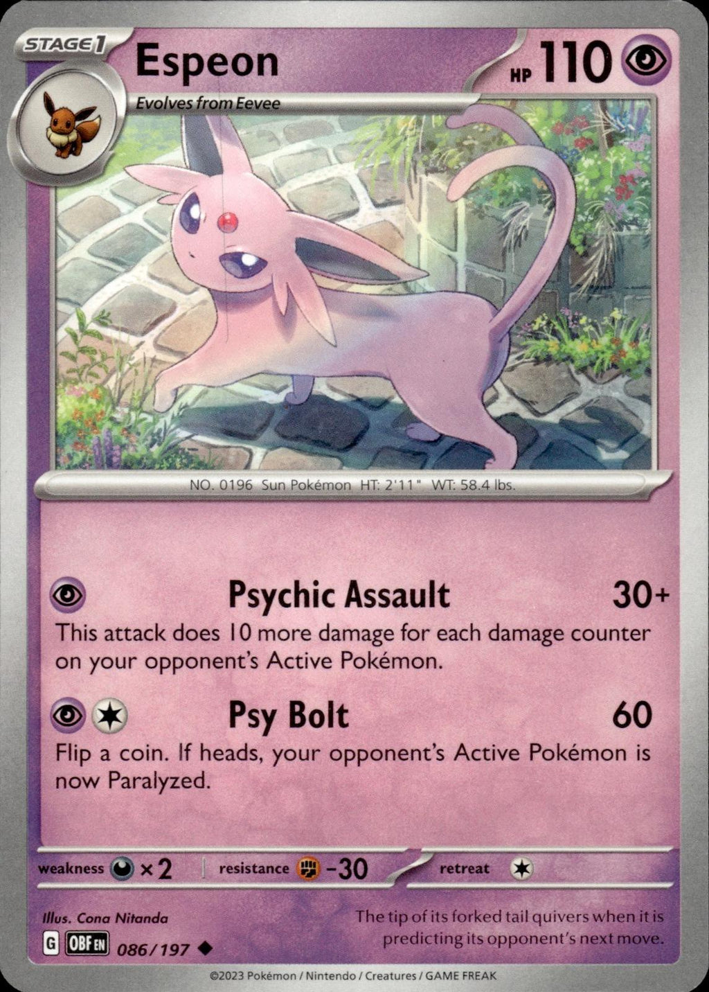 Espeon SV03: Obsidian Flames #086/197 Uncommon