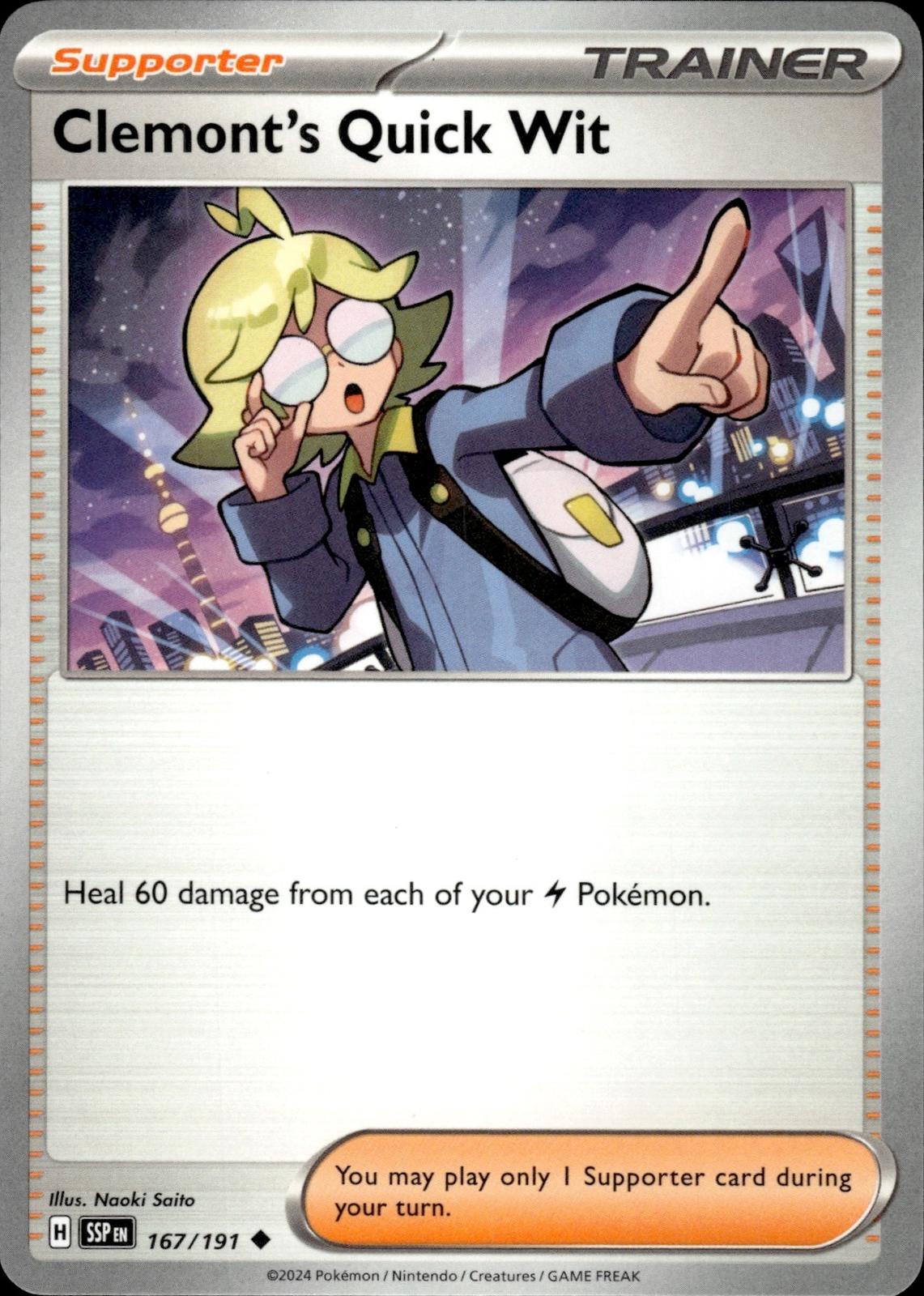 Clemont's Quick Wit SV08: Surging Sparks #167/191 Uncommon