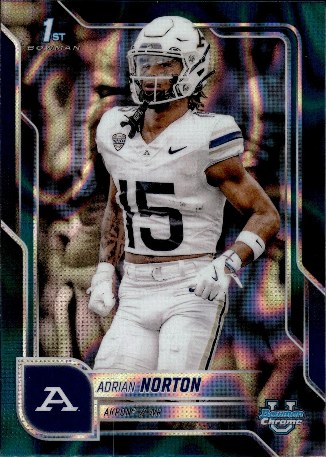 Adrian Norton 2025 Bowman University Chrome #88 Teal Lava Refractor Zips